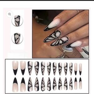 Chic Black and White Butterfly Press-On Nails